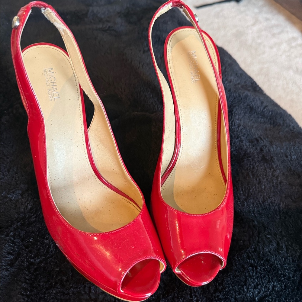 Michael Kors Vibrant Red Slingback Heels